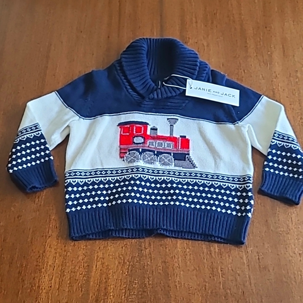 Janie and Jack holiday train sweater size 12 to 18 mths